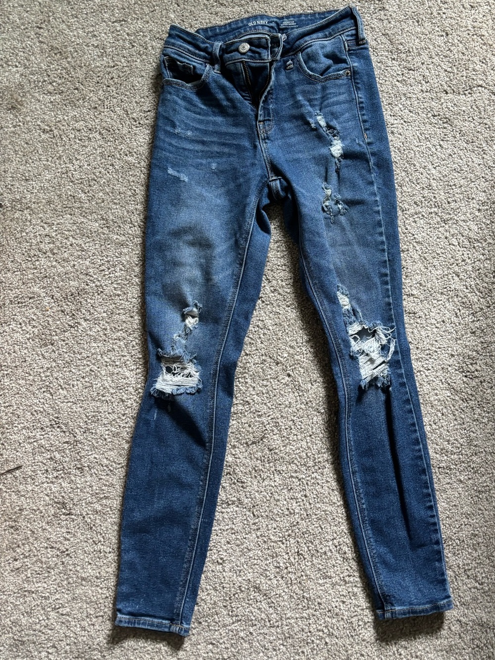 Old Navy Dark Blue Distressed Skinny Jeans